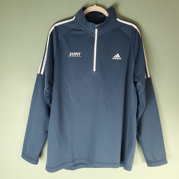 Adidas Men's Stripe Shoulders French Terry Quarter Zip Pullover Golf Size Large - Picture 1 of 7